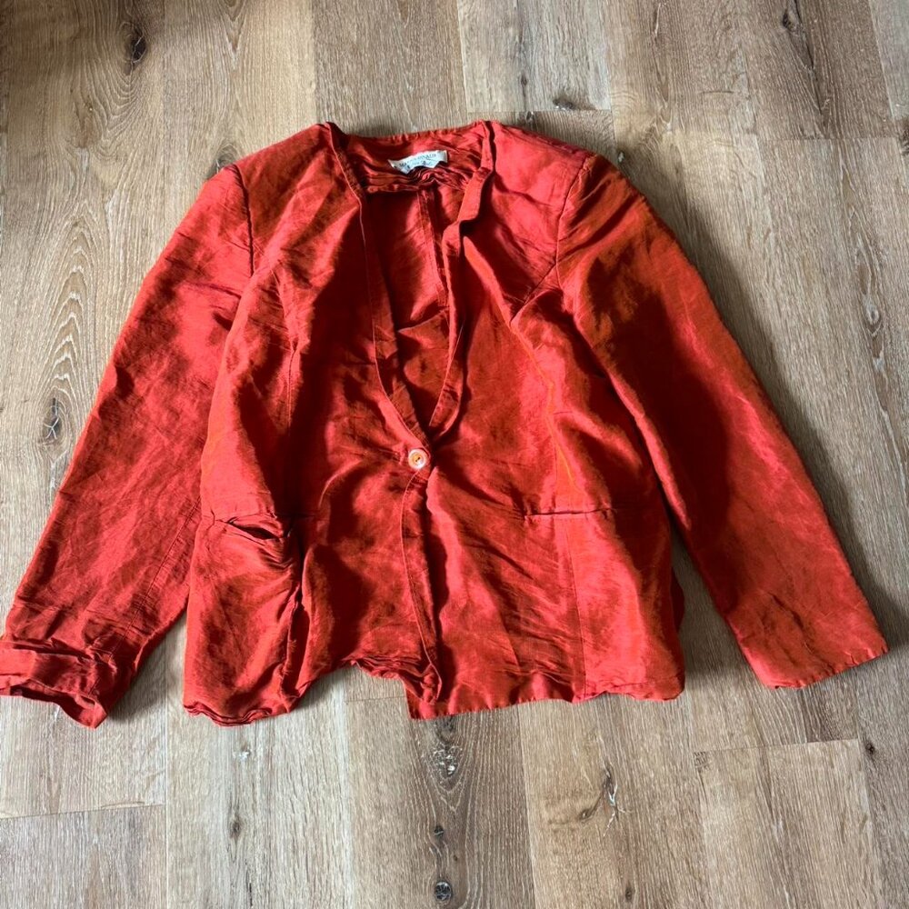 Marina Rinaldi 27 Burnt orange red linen and silk blazer‎ size large